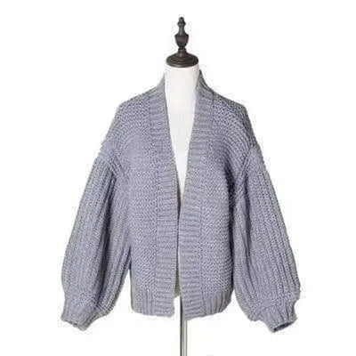 Cozy Black Chunky Knit Cardigan-gray-5