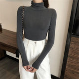 LOVEMI  Ltop Gray / M Lovemi -  All-matching Solid Color Turtleneck Bottoming Shirt Women's Slim-fit Long Sleeve