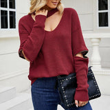 LOVEMI  Ltop Lovemi -  Sleeve Zipper Solid Color And V-neck Halter Sweater For Women