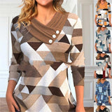 LOVEMI  Ltop Lovemi -  Three-button V-collar Contrast Color Long-sleeved Sweater
