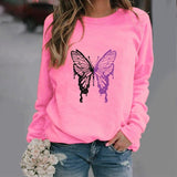 LOVEMI  Ltop Pink / XS Lovemi -  Fashion Colorized Butterfly Round Neck Sweater Printed Sports Top