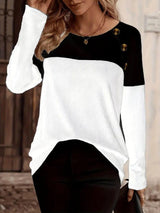 LOVEMI  Ltop White And Black / S Lovemi -  Autumn And Winter Women's Color Matching T-shirt