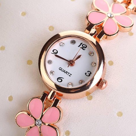 Lvpai Luxury Casual Fashion Bracelet Watch Flower Strap-Pink-5