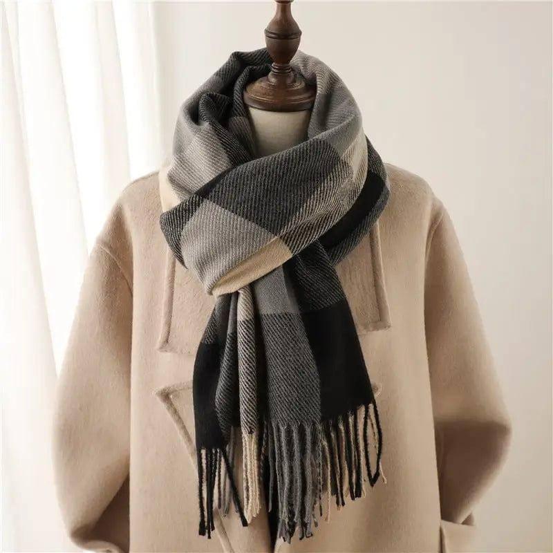Men's And Women's Thickened Warm Plaid Scarves-WT722-2