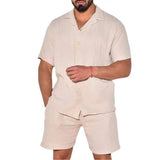 Men's Loose Stretch Casual Cotton Linen Two-piece Suit-7