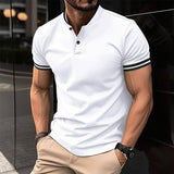 Men's Sports Button Pocket Short Sleeved-White-8