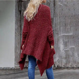 Mid Length Cardigan Thick Plush Women's Solid Color Long-5