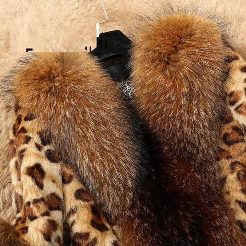 Mid Length Leopard Print Coat In Autumn And Winter For Women-5