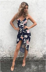 LOVEMI  Midi Dresses Navy / S Lovemi -  Printing Skinny Slip Dress