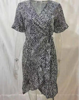 LOVEMI  Mini Dresses SpotBlack / S Lovemi -  Printed V-Neck Tie High Waist Chiffon Floral Dress