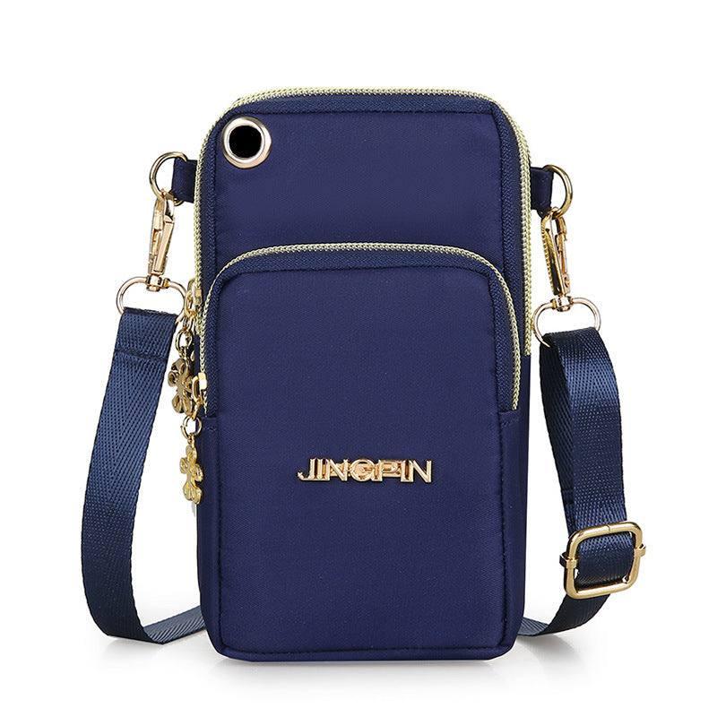 Mobile Phone Bag Women Shoulder Bag 3-layer Zipper Design-Dark Blue-11