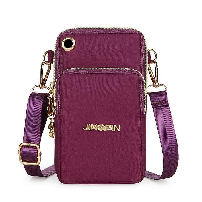 Mobile Phone Bag Women Shoulder Bag 3-layer Zipper Design-Dark purple-13
