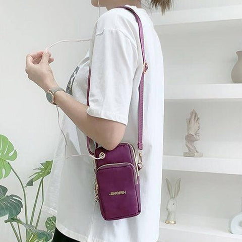 Mobile Phone Bag Women Shoulder Bag 3-layer Zipper Design-4