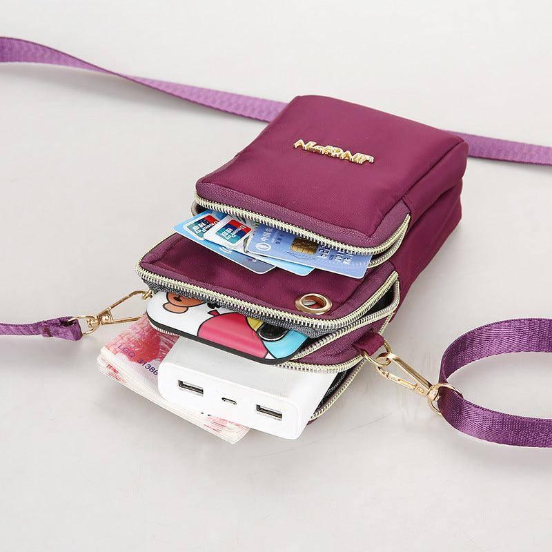 Mobile Phone Bag Women Shoulder Bag 3-layer Zipper Design-5