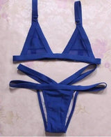 Multicolor stitching bandage bikini-Blue-8