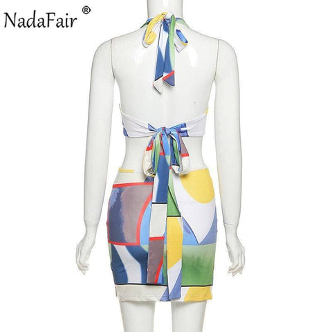 Nadafair Multi Print Mini Dress Bodycon Festival Club-6