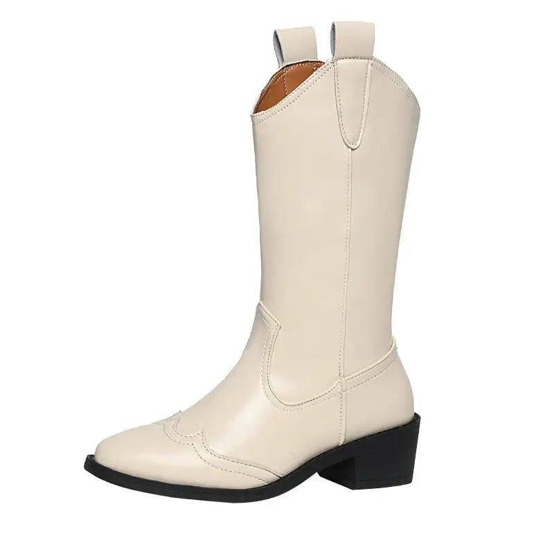 new Autumn Fashion Mid-calf Boots For Women Pointed Sleeve-Beige-10