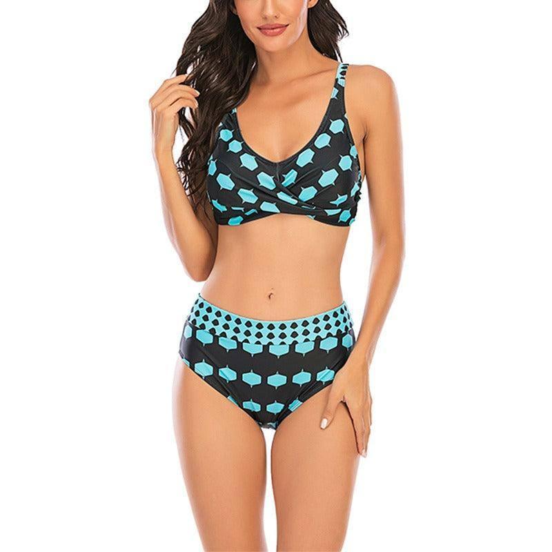 New Printed Swimwear Colorful Pattern Swimwear with Chest-B-1