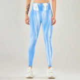 New Tie Dye Aurora Print Sports Pants Seamless High Waisted-Blue-2