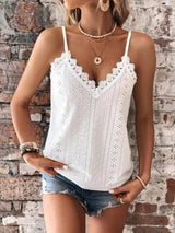 New Women's Clothing V-neck Lace Lace Sling Vest top LOVEMI  White S 