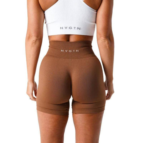 NVGTN Spandex Solid Seamless Shorts Women Soft Workout-Caramel-1