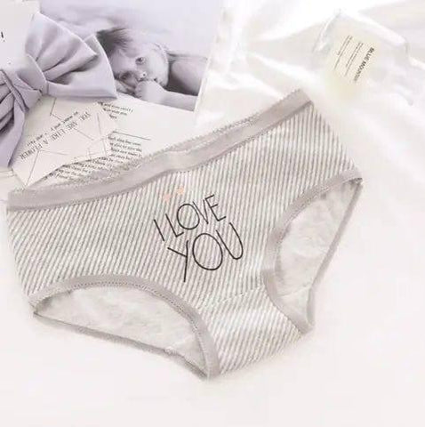 Panties for women cotton lattice letters print underwear-LLOVEYOU-2