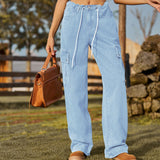 LOVEMI  Pants Light Blue / S Lovemi -  Denim Drawstring Adjustable Washed Overalls Casual Women