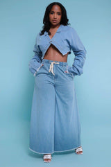LOVEMI  Pants Lovemi -  Casual Loose Denim Suit Two-piece Women's Clothing