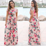 Pink Floral Boho Maxi Dress - Summer 2022 Beach Party Wear-Pink-3