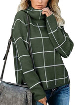 Plaid sweater pullover plaid sweater-Green-2