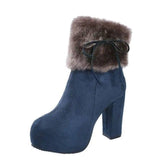 Platform Martin Boots Plus Cashmere Women-Blue-4