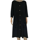 Plus-Size Black Casual Button Dress | Eco-Friendly Fashion-4