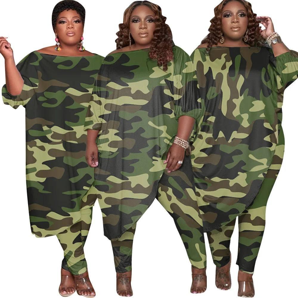 Plus-Size Camo Dress & Leggings Combo Fashion-2