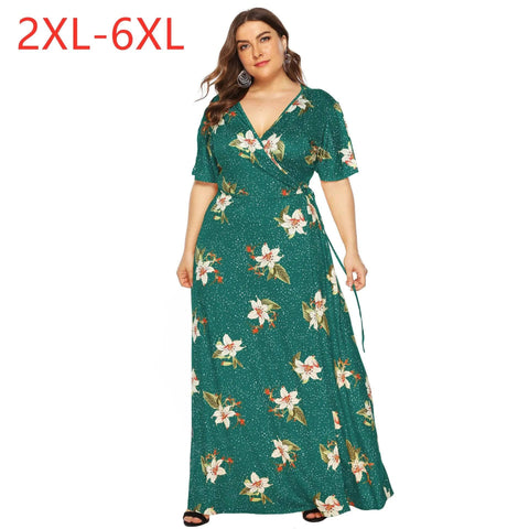 Plus Size Floral Maxi Dress | Trendy Wrap V-Neck Styles-1
