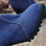 Plus Size High Heel Denim Mid Tube Women Boots-5