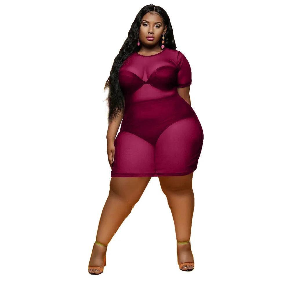 Plus-Size Sheer Dresses: Flaunt Curves in Style-rose red-12