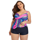 Plus-Size Tropical Tankini Swimwear Set for Women-Pink-3