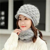 Plush thick warm ear protection scarf hat-Lightgray-1