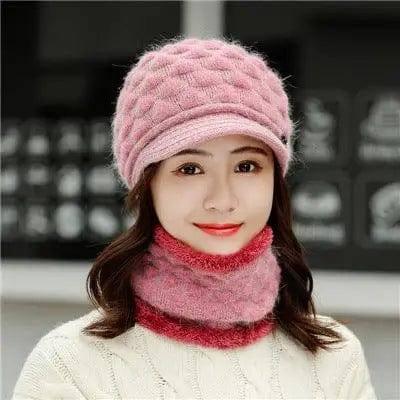 Plush thick warm ear protection scarf hat-Leatherpink-12