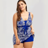 Print plus-size skirt split swimsuit-1