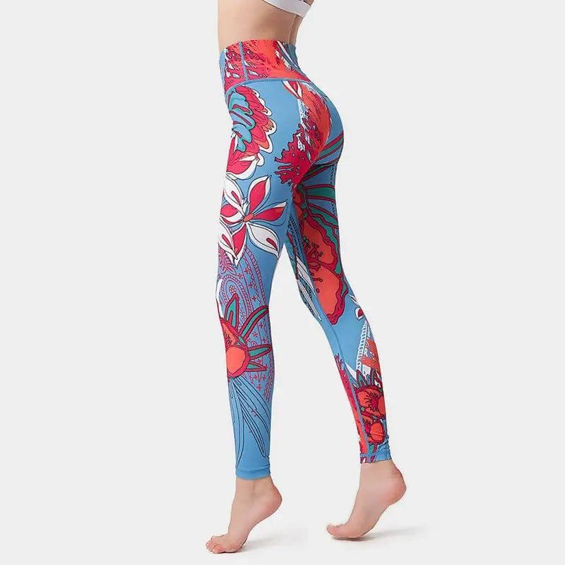 Print Yoga Suit Amazon Yoga Pants-Red-1