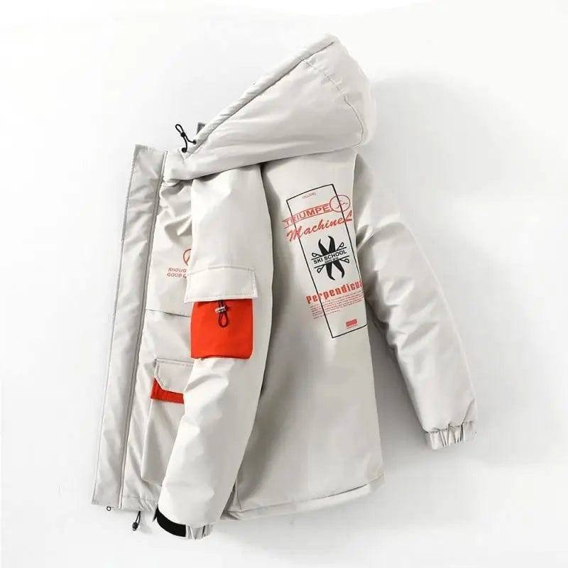 Lovemi - Printed fashion hooded cotton coat-Beige-4