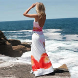 Printed Halter Maxi Dress - Summer Beach Party Wear-5
