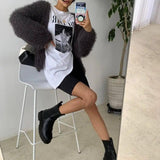 Puff Sleeves Fashion Solid Color Temperament Outer Sweater-4