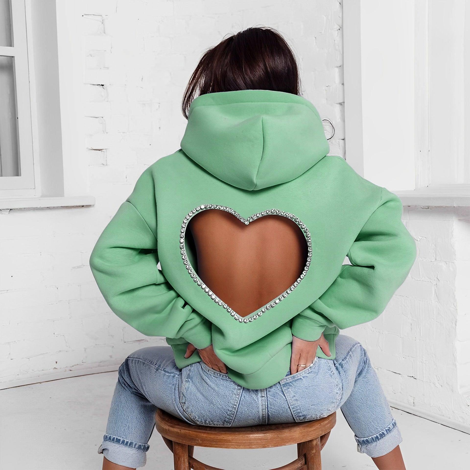 Pullover Hooded Loose Women's Sweater-Green-5