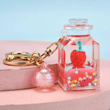 Quicksand Oil Five-pointed Star Strawberry Key Chain-Square Bottle-10