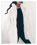 Rabbit fur faux fur coat-White-1