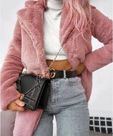 Rabbit fur faux fur coat-Pink-3