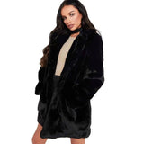 Rabbit fur faux fur coat-Black-6