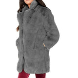Rabbit fur faux fur coat-Grey-7